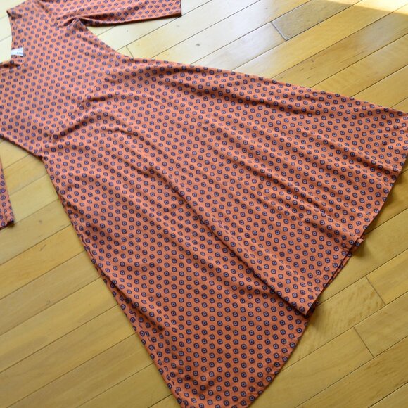 Pact Orange and Black Geometric Fit and Flare 3/4 Sleeve Dress Size M - Picture 3 of 11